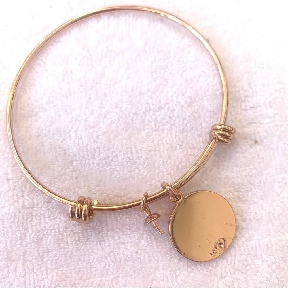 LA CN Initial C Crystal and Rose Gold Charm Bracelet, Expands 2”-3.5”